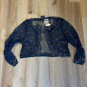 Pisarro Nights Blue Beaded Mesh Jacket